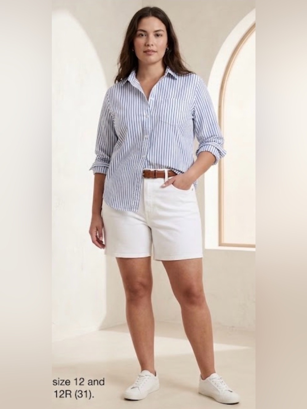 GAP‎ White Denim Girlfriend Shorts Mid Rise preppy old money western Size Large